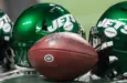 New York Jets Helmet - week #3 of the 2019 NFL Pre-Season Game Atlanta Falcons Host the New York Jets on Thursday August 15th 2019 at the Mercedes Benz Stadium in Atlanta Georgia USA