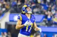 Los Angeles Rams wide receiver Puka Nacua #17 celebrates after the team defeated the Arizona Cardinals during an NFL football game at SoFi Stadium^ Dec. 28^ 2024^ in Inglewood^ Calif.