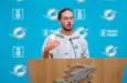 Miami Dolphins head coach Mike McDaniel answers questions at a pre-practice press conference at Baptist Health Training Complex in Miami Gardens^ FL September 22^ 2023
