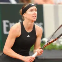 Elina Svitolina of Ukraine playing her match during 2025 Roland Garros tennis tournament. Paris^ France May 25^ 2025