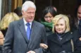 Bill & Hillary Clinton at funeral services held for former New York governor Mario Cuomo at St. Ignatius Loyola Church on Manhattan's Upper East Side. NEW YORK CITY - JANUARY 6 2015