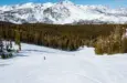 Unknown skiers have the hill to themselves at June Mountain Ski Resort^ a small resort tucked away in the Eastern Sierra Nevada mountains in California.