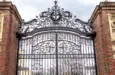 The iron gates of Harvard in Cambridge^ MA^ USA.