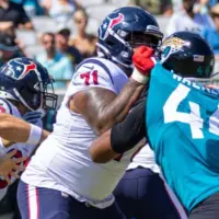 #71 TYTUS HOWARD # 44 TRAVON WALKER at HOUSTON TEXANS VS JACKSONVILLE JAGUARS OCTOBER 9^ 2022 at TIAA BANK FIELD JACKSONVILLE FLORIDA D'Avril Grant