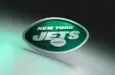 New York Jets logo on dark background with shiny details. 3D render. MUENSTER^ GERMANY - June 03^ 2023