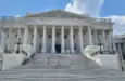 The Eastern facade with the stair to the House of Representatives of the United States Capitol Building^ on Capitol Hill in Washington DC^ USA.
