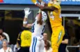 Indianapolis Colts Alec Pierce #14 during an NFL football game at SoFi Stadium^ Oct. 19^ 2025^ in Inglewood^ Calif.