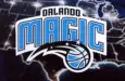 Orlando Magic basketball team badge lies on United States map background banner
