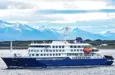 MV Hondius^ a purpose-built^ environmentally-friendly expedition cruise ship^ departs from the port of Ushuaia. Ushuaia^ Argentina - January 4 2025