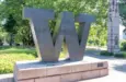‘W’ logo at University of Washington in Seattle^ WA^ USA - June 15^ 2023. The University of Washington is a public research university located in Seattle.