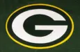 The Green Bay Packers emblem on a team sweatshirt. GREEN Background