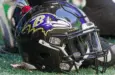 Baltimore Ravens Helmet - NFL - December 2nd 2018 Atlanta Falcons Vs. Baltimore Ravens at the Mercedes Benz Stadium in Atlanta Georgia USA