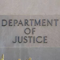 Sign at the Department of Justice in Washington^ DC.