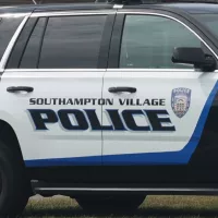 Southampton Police Department car in Southampton Village^ Long Island. SOUTHAMPTON^ NEW YORK - SEPTEMBER 30^ 2019