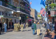 Bourbon Street reopened following New Year's day truck attack with federal police. New Orleans^ LA^ USA - January 2^ 2025