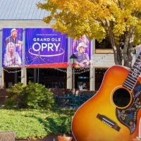 Exterior building and grounds of the Grand Ole Opry in Nashville. Nashville^ Tennessee^ USA - November 7^ 2021