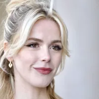 Kiernan Shipka outside Stockholm City Hall before entering Max Mara Resort24 fashion show. STOCKHOLM^ SWEDEN - JUNE 11^ 2023