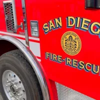 San Diego (CA) Fire Department truck close up. San Diego^ CA - July 2^ 2022