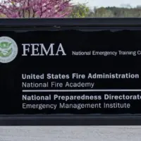 Sign at the entrance to the FEMA National Emergency Training Center. Emmitsburg^ Maryland - April 23^ 2024