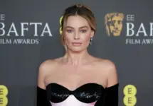 Margot Robbie attends the 2024 EE BAFTA Film Awards at The Royal Festival Hall in London^ England. London^ United Kingdom - February 18^ 2024