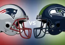 This content was generated by an Artificial Intelligence (AI) system. New England Patriots Helmet vs. Seattle Seahawk Helmet illustration