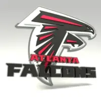 Emblem of the Atlanta Falcons. The Atlanta Falcons are a professional American football team. Template for presentation or infographics. 3D render. 3D Illustration