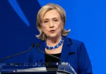 Hillary Rodham Clinton speaking at Clinton Global Initiative summit in New York on September 18^ 2023