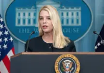 President Donald Trump holds a press conference with Attorney General Pam Bondi and Deputy Attorney General Todd Blanche on Supreme Court Victory at the White House Washington DC. 2025 June 27
