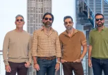 Trevor Rosen^ Geoff Sprung^ Matthew Ramsey and Brad Tursi of Old Dominion country music band visit the Empire State Building in New York^ NY on August 12^ 2025