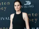 Michelle Dockery wearing dress by Armani attend the "Downton Abbey" New York premiere at Alice Tully Hall Lincoln Center. New York^ NY - September 16^ 2019