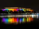 The Kennedy Center illuminated in a rainbow of colors in recognition of the upcoming Kennedy Center Honors. Washington^ DC / USA - November 19^ 2019