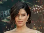 Neve Campbell wearing dress by Barney Cheng Couture attends the premiere of Skyscraper at AMC Loews Lincoln Center New York^ NY - July 10^ 2018