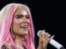 Singer Karol G during a performance at the Santiago Bernabeu^ on July 20^ 2024^ in Madrid^ Spain