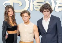 Kaia Gerber^ Igby Rigney and Homer James Jigme Gere attend Disney's 2026 Upfront presentation at Jacob Javits Center New York^ NY^ USA on May 12^ 2026