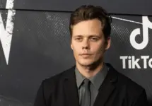 Bill Skarsgard wearing suit by Prada attends 'The Crow' by Lionsgate world premiere at The Village East by Angelika in New York on August 20^ 2024