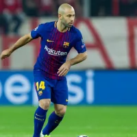 Barcelona's Javier Mascherano during the UEFA Champions League game between Olympiacos vs FC Barcelona at Georgios Karaiskakis stadium in Piraeus^ Greece - October 31^ 2017