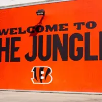 The 65^515 seat Paycor Stadium on the banks of the Ohio River is home to the NFL Cincinnati Bengals Cincinnati^ OH^ USA - March 17^ 2024 'Welcome To the Jungle' sign with'Bengals' logo