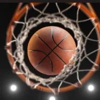 3d rendering basketball on hoop and lighting from roof stadium