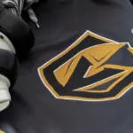 Detail of the Vegas Golden Knights jersey. The Golden Knights are a NHL hockey team.