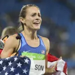 Rio de Janeiro^ Brazil - august 16^ 2016: Runner Jennifer Simpson (USA) bronze medal during 1500m Women's run in the Rio 2016 Olympics