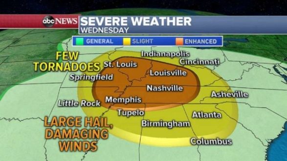 Damaging Winds, Hail And Tornadoes Forecast From Midwest To The South ...