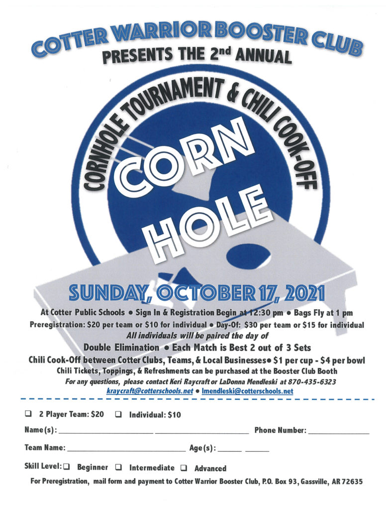 Cotter Warrior Booster Club Cornhole Tournament and Chili Cookoff - Vimarsana News