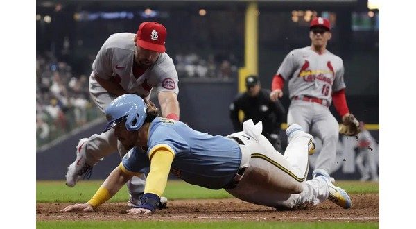 April 8, 2023: St. Louis Cardinals starting pitcher Jordan Montgomery (47)  throws a pitch and got the win for the Cardinals during the game between  the Milwaukee Brewers and the St. Louis