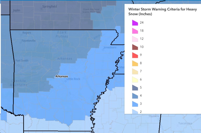 New criteria established for winter storm warnings in Arkansas and Missouri