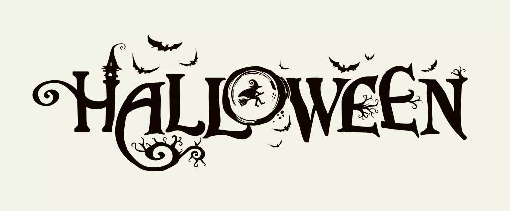 halloween-horizontal-banner-with-vector-logo-the-inscription-with-ominous-tree-branches-bats-and-a-pretty-witch-on-a-background-of-the-full-moon