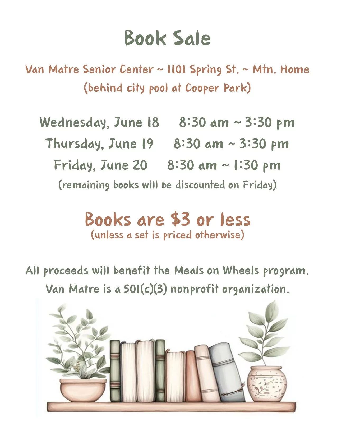 Book Sale at Van Matre Senior Center