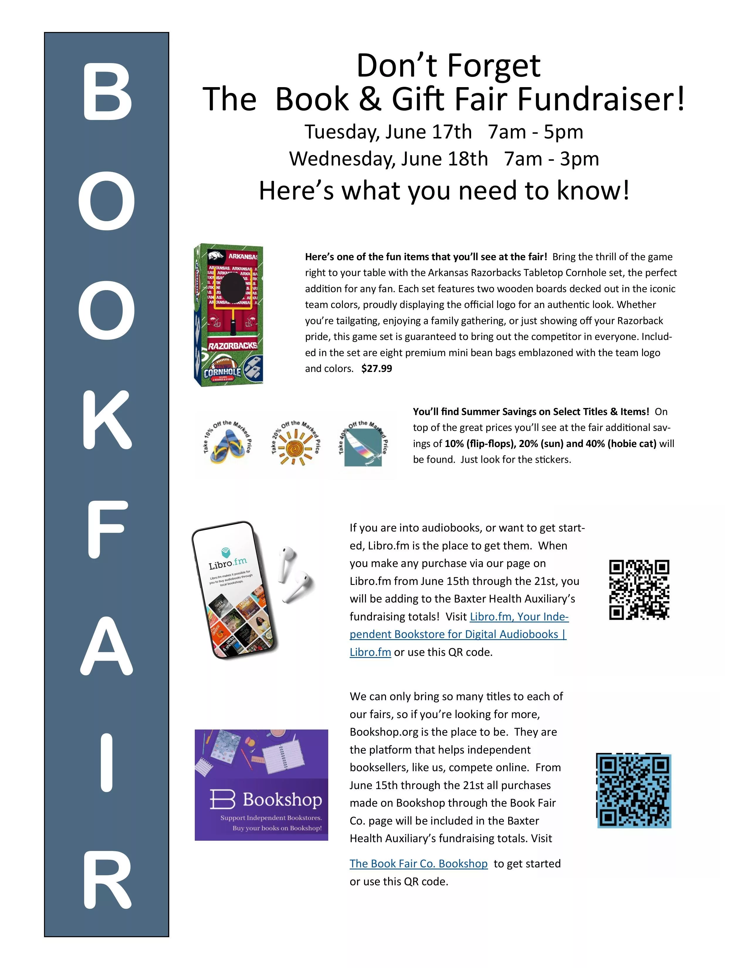 Baxter Health Auxiliary Book & Gift Fair Fundraiser.