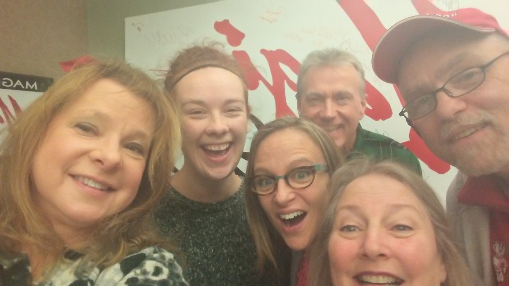 Six people, one selfie: Ginger, Raina, Lanette, Pat, Kathryn, and Jim