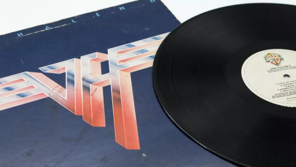 Hard rock^ heavy metal and glam metal band^ Van Halen music album on vinyl record LP disc. Titled: Van Halen II album cover