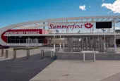 The main gate of Summerfest "The Worlds Largest Outdoor Music Festival" located on the Henry Maier Festival Park grounds. Milwaukee^ WI